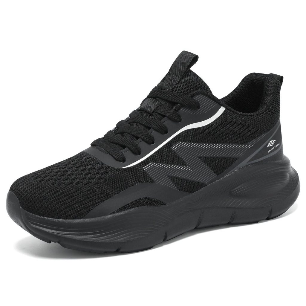 All‑Black Breathable Mesh Lightweight Sports Running Shoes