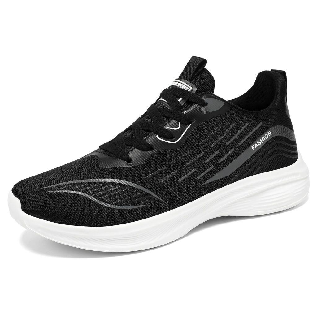 Black & White Mesh Breathable Lace-Up Sneakers