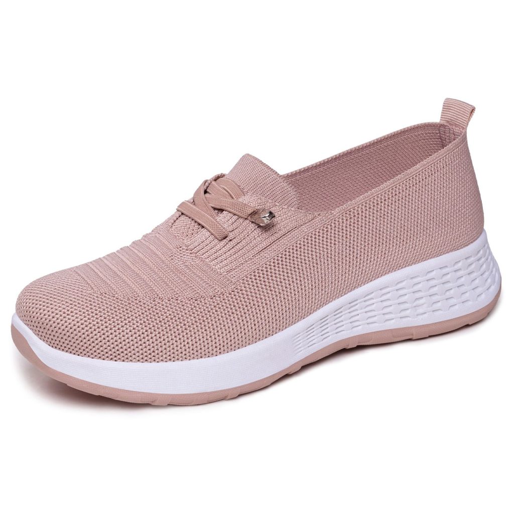 Blush Pink No-Tie Mesh Walking Shoes