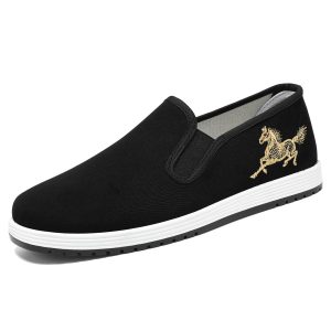 Embroidered Horse Chinese Style Loafers