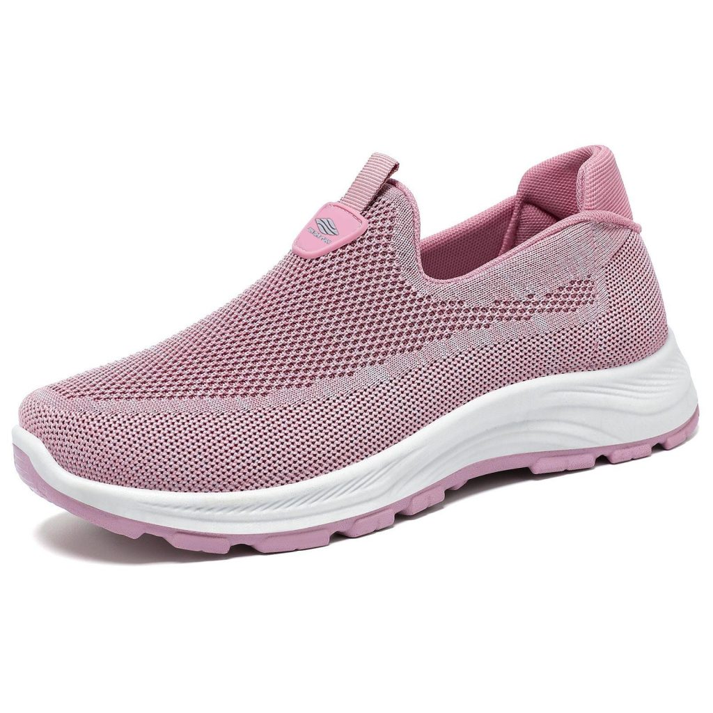 Pink Mesh Slip‑On Casual Walking Shoes