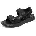 All-Black Adjustable Strap Thick-Sole Sport Sandals