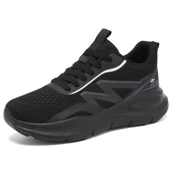 All‑Black Breathable Mesh Lightweight Sports Running Shoes