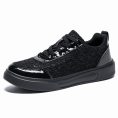Black Sequin & Patent Leather Casual Sneakers