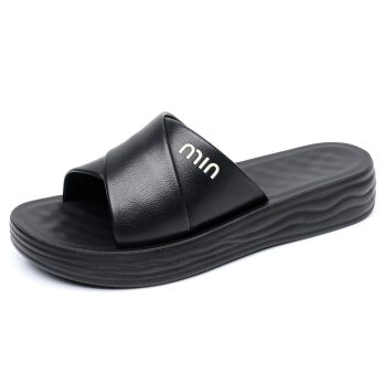 Black Thick-Sole Slide Sandals