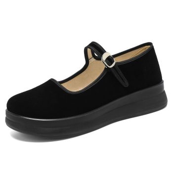 Black Velvet Mary Jane Platform Shoes