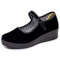 Black Velvet Mary Jane Wedge Work Shoes