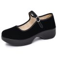 Black Velvet Mary Jane Wedge Work Shoes