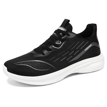 Black & White Mesh Breathable Lace-Up Sneakers
