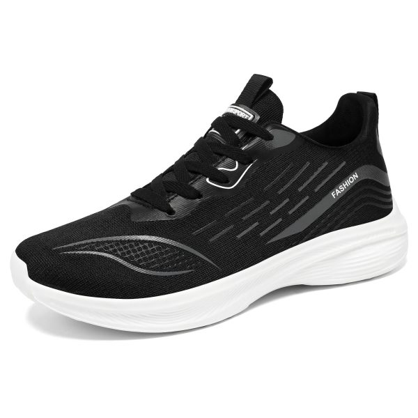 Black & White Mesh Breathable Lace-Up Sneakers
