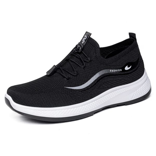 Black & White No-Tie Mesh Walking Shoes