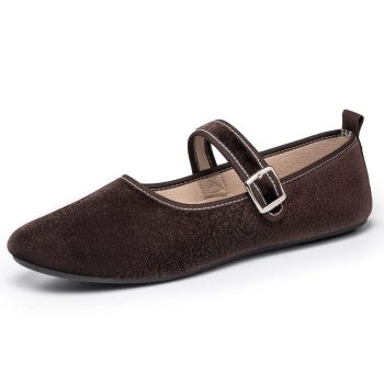 Brown Suede Mary Jane Flats