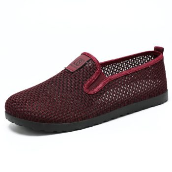 Burgundy Mesh Slip-On Walking Shoes