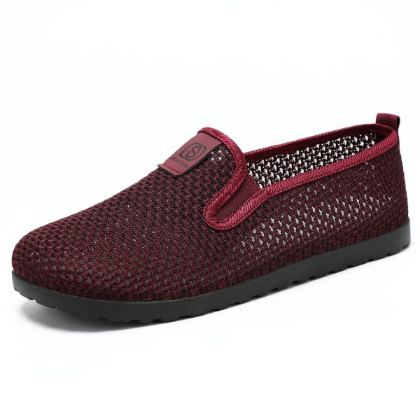 Burgundy Mesh Slip-On Walking Shoes