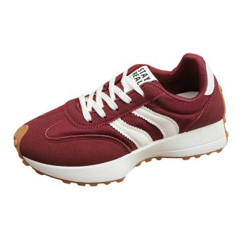 Burgundy & White Stripe Retro Sneakers