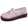 Chinese Style Embroidered Pink Slip-On Cloth Shoes