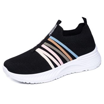 Colorful Stripe Knit Slip-On Sneakers