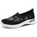 Floral Embroidered Knit Slip-On Sneakers