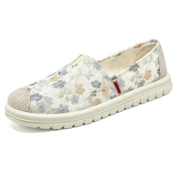 Floral Print Mesh Slip-On Flats