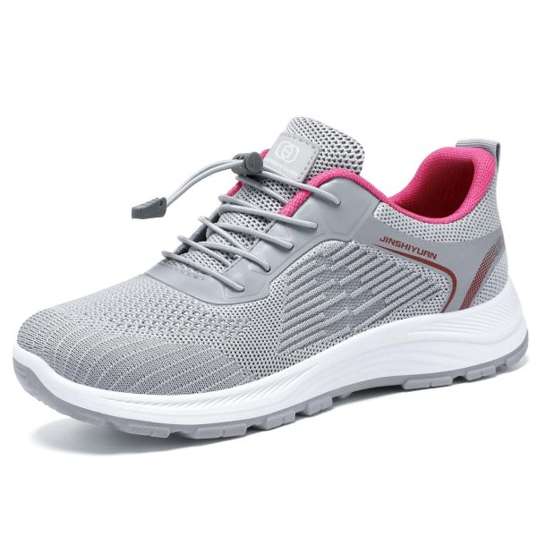 Grey Mesh Elastic Lace-Up Sneakers