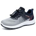 Grey & Navy Mesh Elastic Lace Sneakers