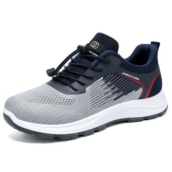Grey & Navy Mesh Elastic Lace Sneakers