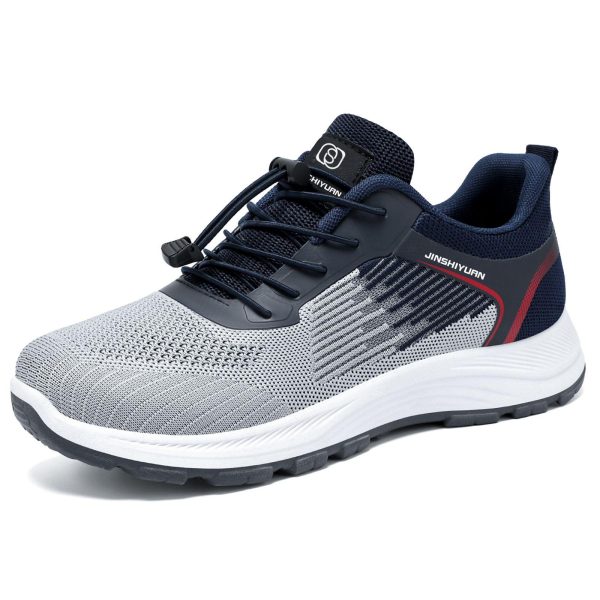 Grey & Navy Mesh Elastic Lace Sneakers