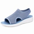 Light Blue Breathable Knit Mesh Wedge Sandals