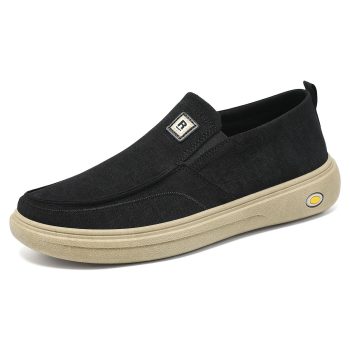 Men's Black Canvas Slip-On Loafers