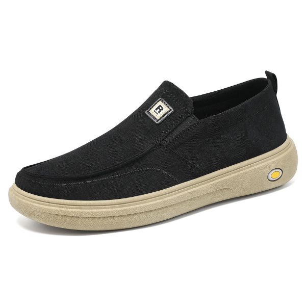 Men's Black Canvas Slip-On Loafers