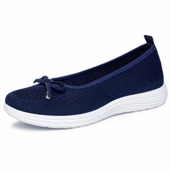 Navy Blue Mesh Breathable Slip-On Walking Shoes