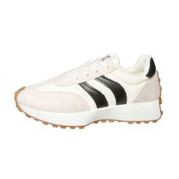 Off-White & Black Stripe Retro Sneakers