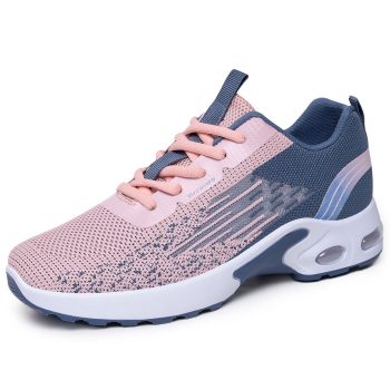 Pink & Blue Mesh Lace-Up Sneakers with Air Cushion Sole