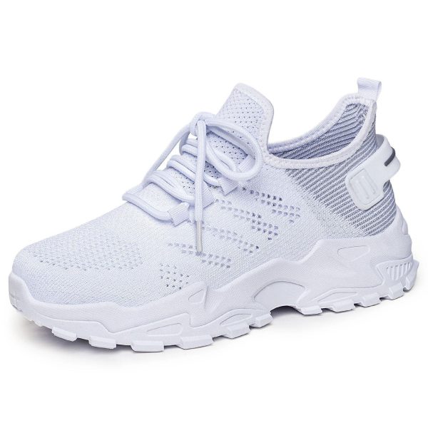 Pure White Hollow‑Out Mesh Chunky Casual Dad Shoes