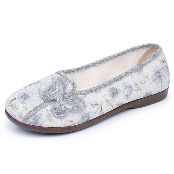 Traditional Floral Print Slip-On Loafers