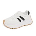 White & Black Striped Thick-Sole Retro Sneakers