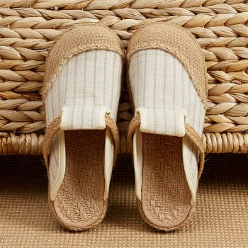 Linen Striped Espadrille Mules - Breathable Slip-On Casual Sandals