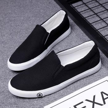 Classic Black and White Slip-On Canvas Shoes - Casual Comfort Loafers